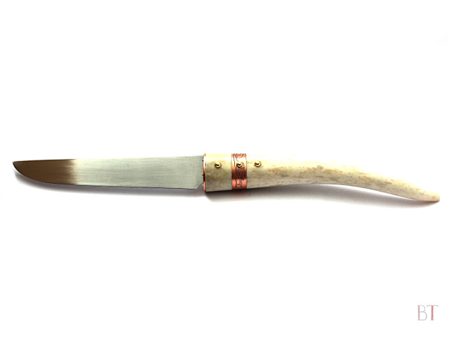 [Celtic Eating Knife] – Stainless Steel, Antler, Copper Spacer, Brass Rivets