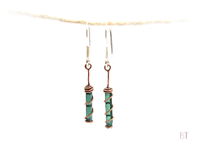 [Tourmaline Earrings] – Natural Tourmaline Crystals, Copper