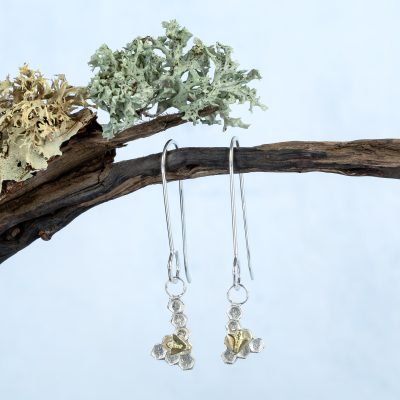 [Honeycomb Drop Earrings] – Sterling Silver, 18ct Gold