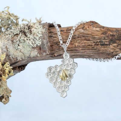 [Honeycomb Necklace] – Sterling Silver, 18ct Gold